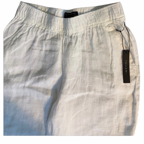 Tahari Essentials 100% White Linen Pants M NWT - Picture 3 of 9